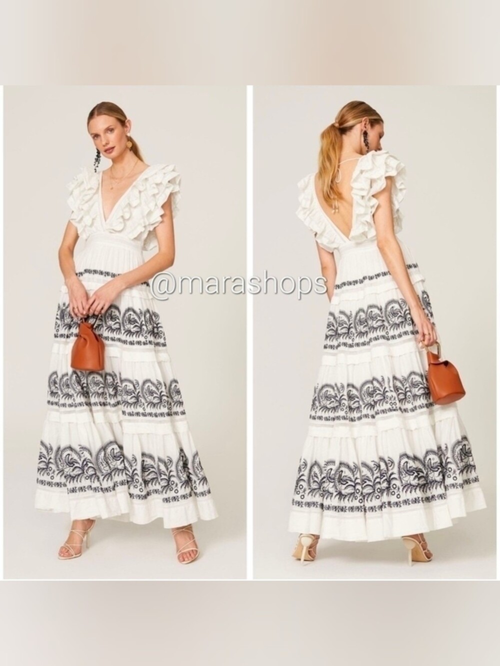 Ulla Johnson Marjorie Ruffle Embroidered Tier Cotton Maxi Dress